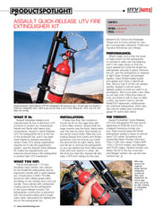 The Assault Industries Quick Release Fire Extinguisher Kit gets 5 stars in UTV Action Mag.