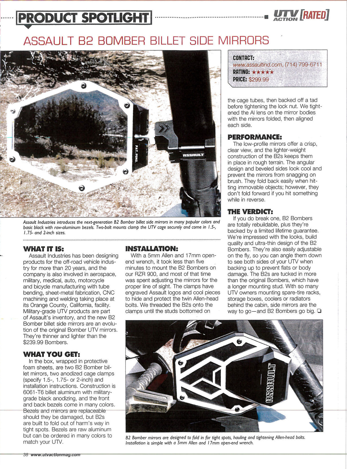Assault Industries scores a 5 Star Review from UTV Action Magazine!